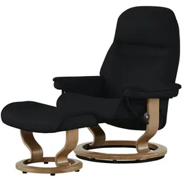 Stressless Relaxsessel Leder 75 x 100 x 73 cm Schwarz mit Hocker