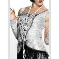 Smiffys Kostüm Lange Perlenkette 20er Jahre - Fasching Karneval, Edles Accessoire für mondänen Verkleidungsspaß weiß