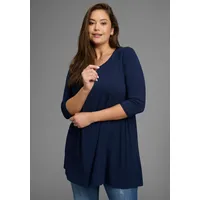 laura scott curve LAURA SCOTT CURVE, Damen, Gr. 40/42, blau (navy), Single Jersey, Obermaterial: 94% Viskose, 6% Elasthan, unifarben, Basic, A-Linie Po-bedeckend, Rundhals, Shirts, mit 3/4-Ärmeln in schmeichelnder A-Linie – GROSSE GRÖSSEN