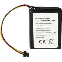 AccuCell Akku passend für TomTom Go 600, TomTom Go 610 Li-Ion, 3,7V, 1200mAh, 4,4Wh