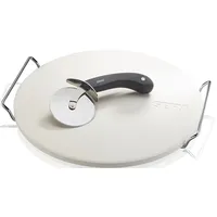GEFU Pizzastein DARIOSO rund 33 cm mit Gestell und Pizzaschneider