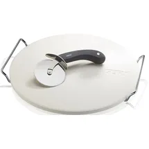 GEFU Pizzastein DARIOSO rund 33 cm mit Gestell und Pizzaschneider