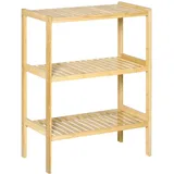 Homcom Badregal Standregal mit 3 Ebenen, Bambusregal, Küchenregal, für Bad, Küche Wohnzimmer, Flur, 62 x 33 x 80 cm,
