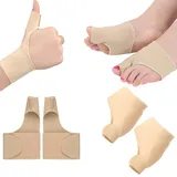 SMTelegance 2 Stücke Daumenbandage Und Hallux Valgus Bandage,Daumenorthese zur Linderung von Schmerzen,Hallux Valgus Korrektur für Hallux Valgus Schmerzlinderung Damen & Herren(Hautfarbe)