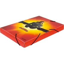 Toppoint DIN A4 Heftbox / Rot / Polypropylen (PP) / Mit Gummizugverschluss / Hicks und Toothless Pappaufsteller Standy, ca