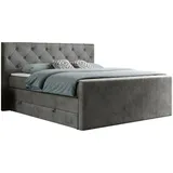 MKS boxspringbett KING VELEN 160/200 Dunkelgrau Velvet - H3