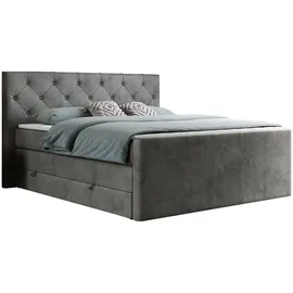MKS boxspringbett KING VELEN 160/200 Dunkelgrau Velvet - H3