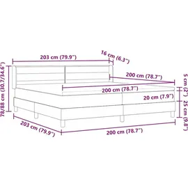 vidaXL Boxspringbett 200 x 200 cm Dunkelgrau