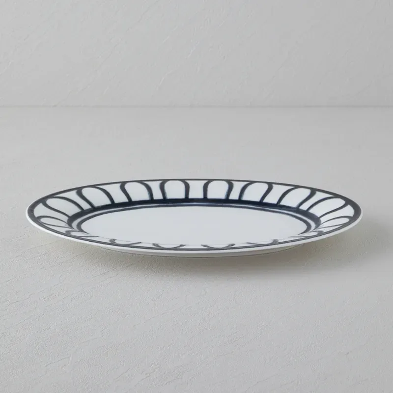 English Home Porzellanrechteckplatte 30 cm Schwarz-Weiß