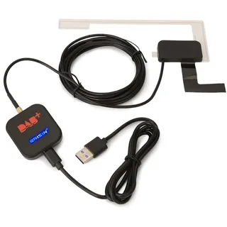 erisin Auto DAB+ Digital Radio Adapter, Digital Box Radio MCX Antenne Verstärker für Alle Android Car Autoradio Stereo, Empfänger Digitaler Radio Antennentuner UKW-Übertragung USB