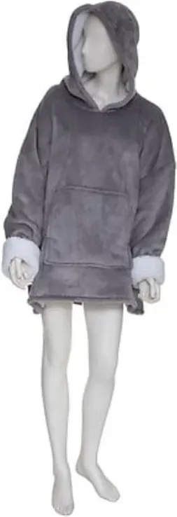 Hoodie-Decke Größe L XL graues Flanell