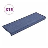 vidaXL Teppich-Treppenstufen 15 Stk. 65x21x4 cm Blau