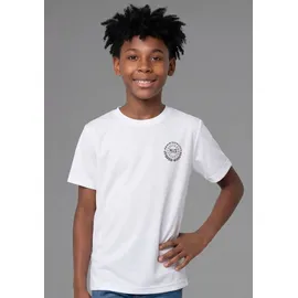 H.I.S. T-Shirt H.I.S "2er Pack T-Shirts mit Logodrucken für Jungen", Jungen, Gr. 152/158, bunt (marine, weiß), Single Jersey, Obermaterial: 100% Baumwolle, bedruckt, Basic, Rundhals, Shirts T-Shirt, Basic Schnitt, kurze Ärmel, bedruckte Optik, Logodrucke