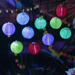 MARELIDA LED Solar Lichterkette Lampion 10 bunte Lampions für Garten Balkon Terrasse