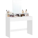 VASAGLE Boxxx Schminktisch, Weiß, Holzwerkstoff, 2 Schublade(n) Schubladen, rechteckig, Wange, 100x140x40 cm, Schlafzimmer, Schminktische