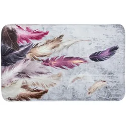 Schaum-Badematte SANILO "Federn", lila, H:15mm, Badematten, Badematte, super weich, kräftige Farben, rutschhemmend, 70 x 110 cm