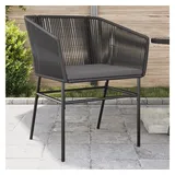 vidaXL Gartenstühle 2 Stk. mit Kissen Schwarz Poly Rattan