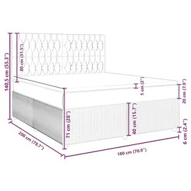 vidaXL Boxspringbett mit Matratze Dunkelbraun 180x200 cm Stoff