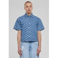URBAN CLASSICS Laser Check Printed Boxy Kurzarmhemd Blue Laser