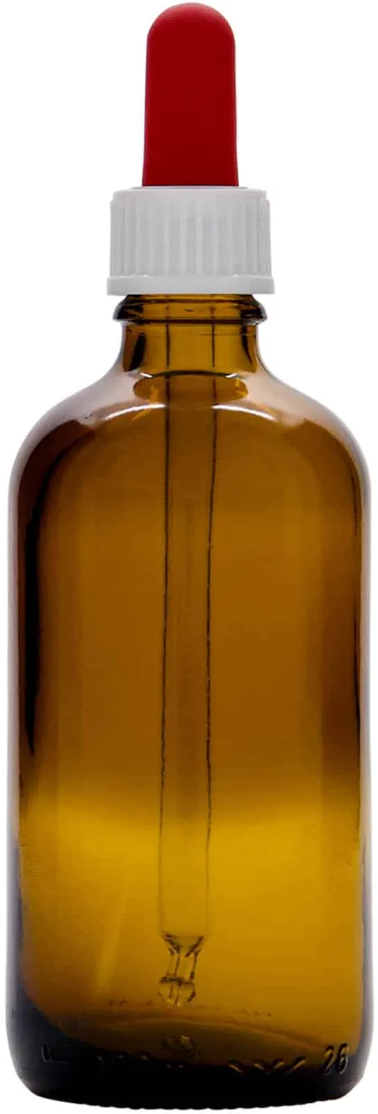 100 ml Flacone con contagocce , vetro, marrone-rosso, imboccatura: DIN 18
