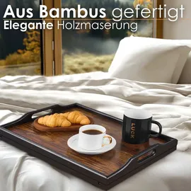 Ecosa Klappbares Bambus Tablett höhenverstellbar (22,5-32 cm), Notebooktisch Frühstückstisch platzsparend,