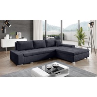 Furnix Ecksofa TOMMASO Sofa Schlaffunktion mit Bettkasten Kissen Couch, B297 x H85 x T210 cm, hochwertig, Made in EU schwarz