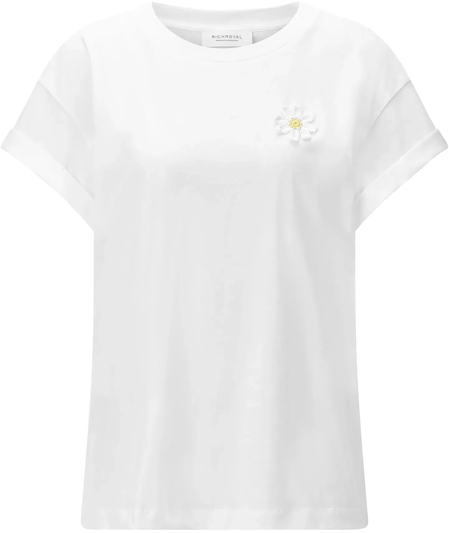 T-Shirt RICHROYAL, Damen, Gr. XL, weiß, Single Jersey, Obermaterial: 100% Baumwolle, unifarben, regular fit taillenbedeckt, Rundhals, eingesetzt angesetztes Bündchen, Shirts T-Shirt, Regular fit mit Rundhalsausschnitt