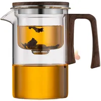 Enchantipot Magische Teekanne | Wassertrennung Glas Teekanne mit Holzgriff | MagicalTeapot Glas mit Teesieb | Klare Hexerei Teekanne mit Sieb | Teetrennung Filtration Glas Teekanne