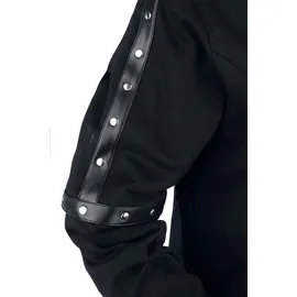 Gothicana by EMP Damen schwarze Winterjacke mit Kunstfellkragen und dekorativen Nieten 4XL - 4XL