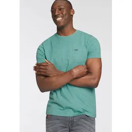 Bruno Banani BRUNO BANANI, Herren, Gr. 3XL (64/66), grün (grün, meliert), Single Jersey, Obermaterial: 100% Baumwolle, meliert, slim fit hüftlang, Rundhals, gerader Abschluss, Shirts T-Shirt, Mit Doppelkragen und Zierbrusttasche, Topseller