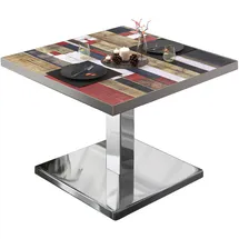 GGM Möbel Bistro Loungetisch 60 x 60 x 41 cm Vintage Bunt/Edelstahl