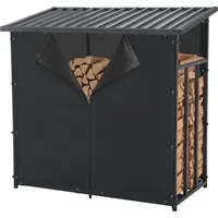 casa.pro Brennholzregal Yakutat Metall 145 x 143 x 70 cm Schwarz