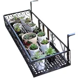 DODOBD Metall Hängendes Blumenregal mit verstellbaren Haken Hängegeländer für Terrasse Veranda Zaun Balkon Schwarz