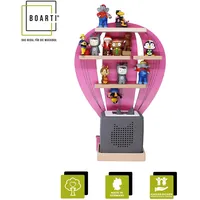 BOARTI Kinderregal Ballon hängend für Toniebox und Tonie Figuren platzsparendes Regal Maße: H. 48 x B. 30 x T. 19 cm Wandregal für Musikbox und Figuren Aufbewahrung mit Magneteinsätzen Aufbewahrungsregal Holz Heißluftballon