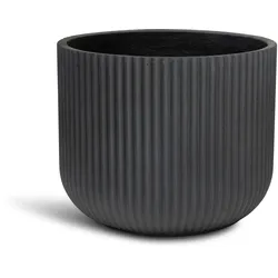 Linea Betontopf mit geriffelter Oberfläche Ø 37 cm, Höhe 30 cm anthrazit