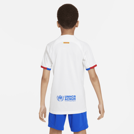 Nike FC Barcelona 2023/24 Stadium Away Nike Dri-FIT Fußballtrikot für ältere Kinder - Weiß, L