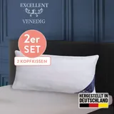 Excellent 3-Kammer-Kopfkissen »Venedig Kissen erhältlich im Einzel- oder Doppelpack!«, Füllung: 60% Daunen Außenkammer, Bezug: 100% Baumwolle, hergestellt in Deutschland, allergikerfreundlich., weiß