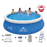 Happy People Quick Up Pool Set 450 x 90 cm inkl. Filterpumpe und Leiter und Abdeckplane