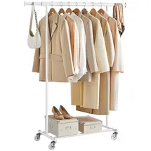 Songmics Rollgarderobe weiß Metall 92,0 - 132,0 x 160,0 cm