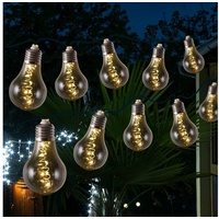 MARELIDA LED-Lichterkette LED Solar Lichterkette Glühbirne GLOW grau 4,5m 2 Funkt. Retro Garten, 50-flammig grau