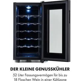 Klarstein Weinkühlschrank, Getränkekühlschrank Schmal, 1 Zone Kühlschrank mit Glastür, Outdoor GetränkekühlschränkeFreistehend, Weinkühlschrank Klein, Kühlschrank mit Uv-schutz, 11-18°c, 18