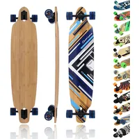 MAXOfit Longboard Charisma Blue No. 02 - Drop Through Board mit flexiblem Deck und mittelweichen Rollen - Drop Through Achsen und Cutouts für tieferen Schwerpunkt