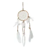 Saraswati Traumfänger Rattan mit Netz gehäkelt, weiß 12cm