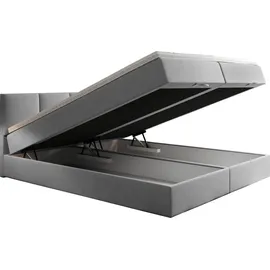 Trada Royal Boxspringbett 200x200 mit Bettkasten Bonell H3 mit Topper Grau - Grau