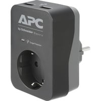 APC SurgeArrest Essential, 1-fach, Überspannungsschutz, 2x USB, schwarz (PME1WU2B-GR)
