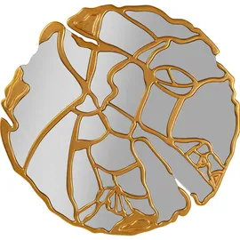 Kare Wandspiegel Gold Ø100cm", (goldfarben), B:100cm H:100cm T:2,5cm, Glas, Holzwerkstoff, rund, 100x100x2.5 cm, Spiegel, Wandspiegel Pieces gold