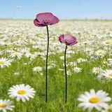 Blumen Gartenstecker mit Vogeltränke & Insektentränke – Winterfeste Gartendeko aus Metall, langlebiger Pflanzenstecker für Frühling&Sommer,ideale Outdoor-Dekoration für Garten,Balkon&Terrasse (B2)