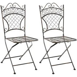 CLP 2er Set Eisen-Klappstuhl Adelar im nostalgischen Design I Klappbarer Gartenstuhl mit edlen Verzierungen I Verschiedenen Farben erhältlich