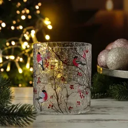 Teelichthalter GIMPEL - Windlicht - Bruchglasoptik - Glas - H: 13cm - D: 11,5cm