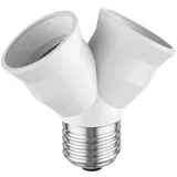ledscom.de E27 Sockel, 2-fach Splitter-Adapter, weiß